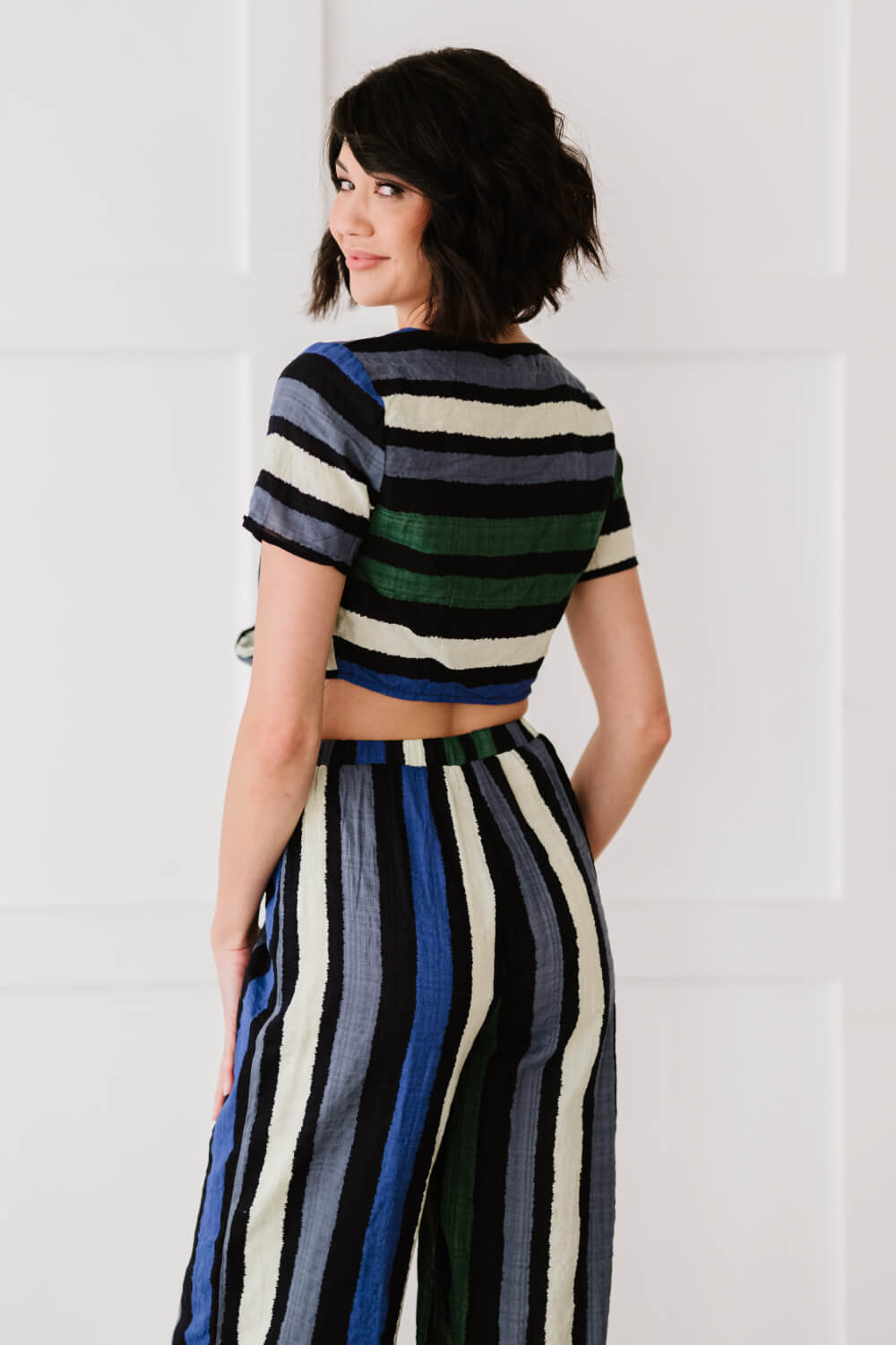 Dress Day So Divine Striped Crop Top and Pants Set - Scarvesnthangs