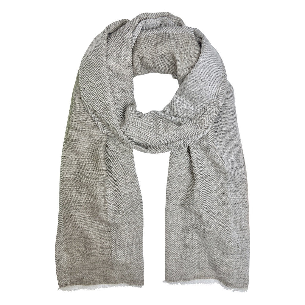 Champagne Herringbone Wool Scarf-0