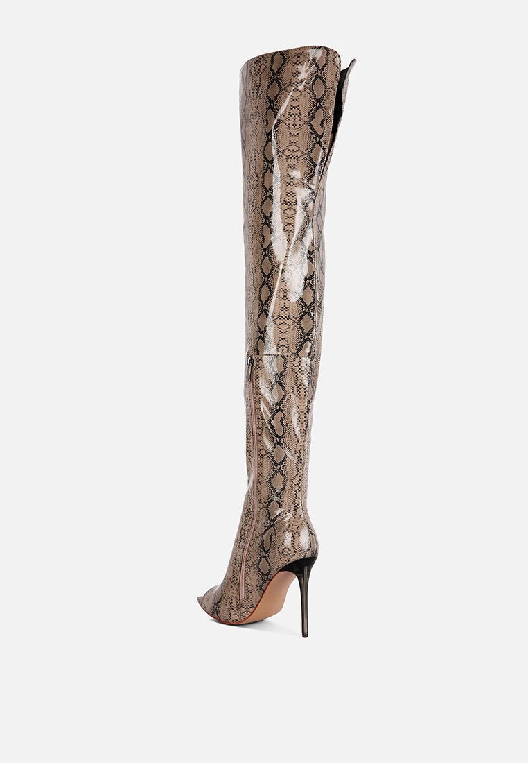 high drama snake print stiletto long boots-7