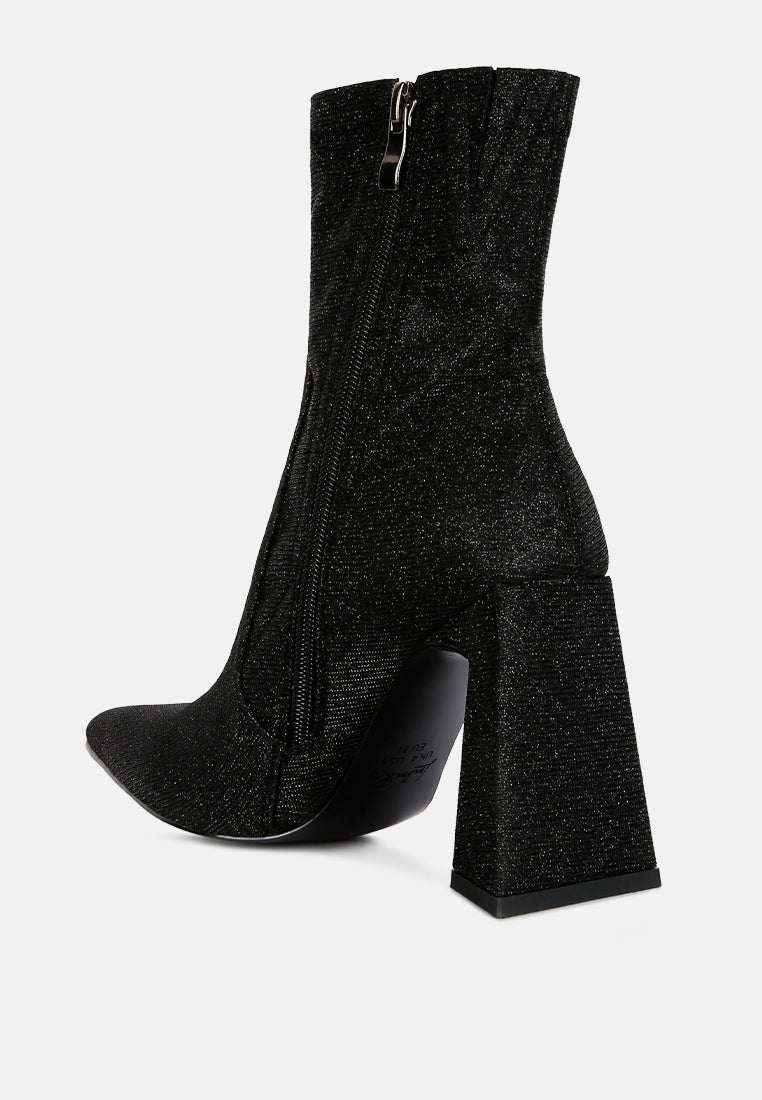 hustlers shimmer block heeled ankle boots-2