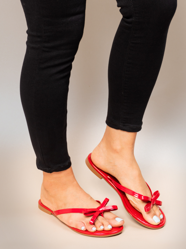 Linda 58 Red Patent Bow Sandals - Scarvesnthangs