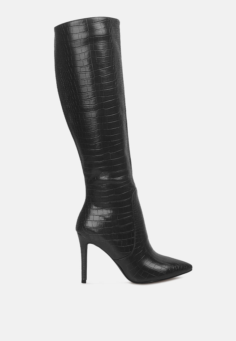 indulgent high heel croc calf boots-10