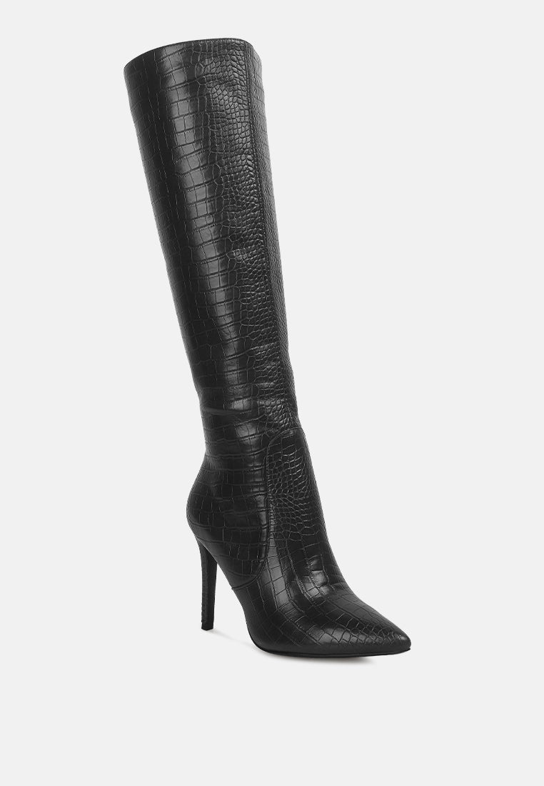 indulgent high heel croc calf boots-11