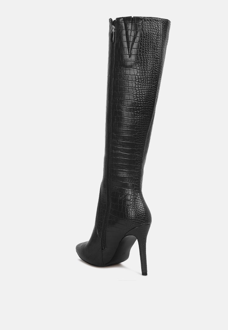 indulgent high heel croc calf boots-12