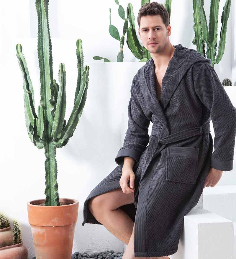 Men's Luxury Turkish Cotton Terry Cloth Robe with Hood-42