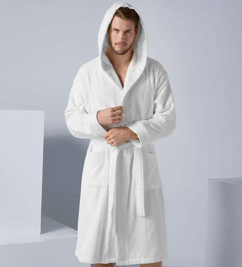 Men's Luxury Turkish Cotton Terry Cloth Robe with Hood-25