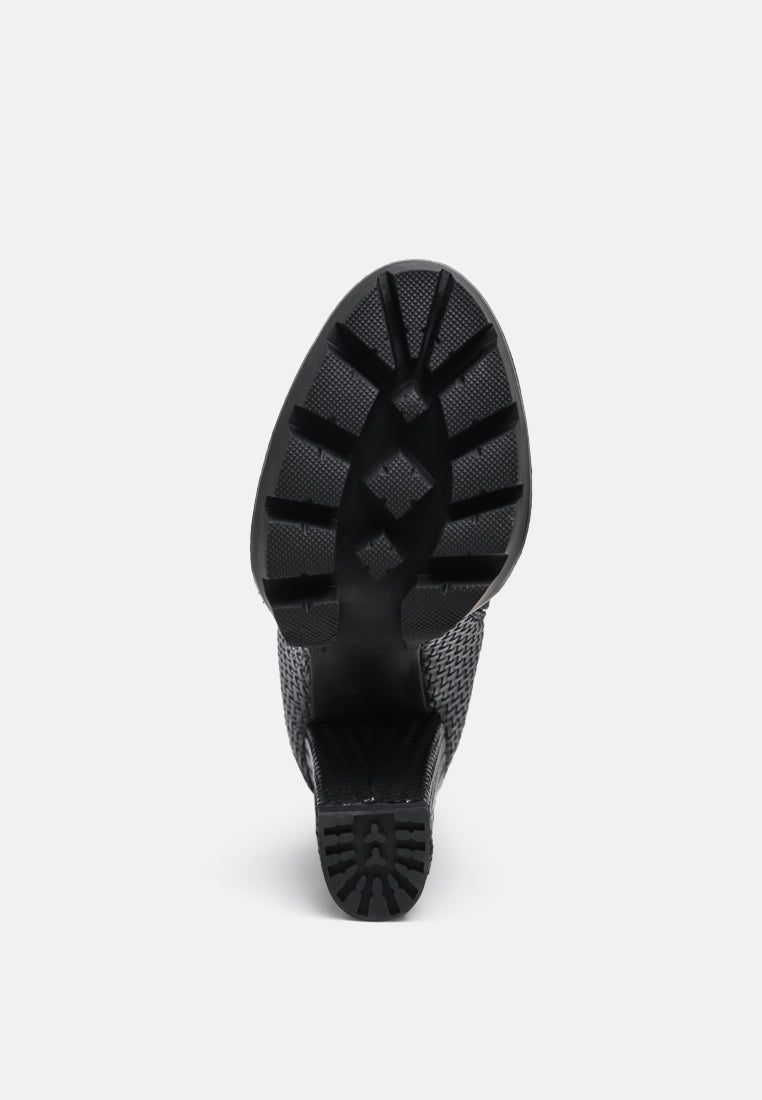 moleski textured block heeled boots-9