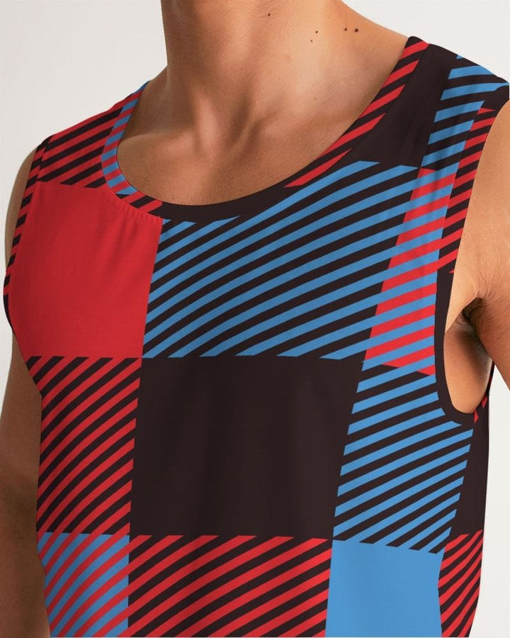 Mens Tank top, Multicolor Flannel Pattern Sports Top-4