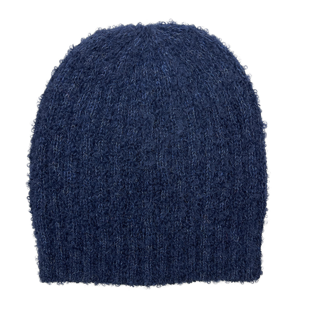 Navy Loop Knit Alpaca Beanie-2