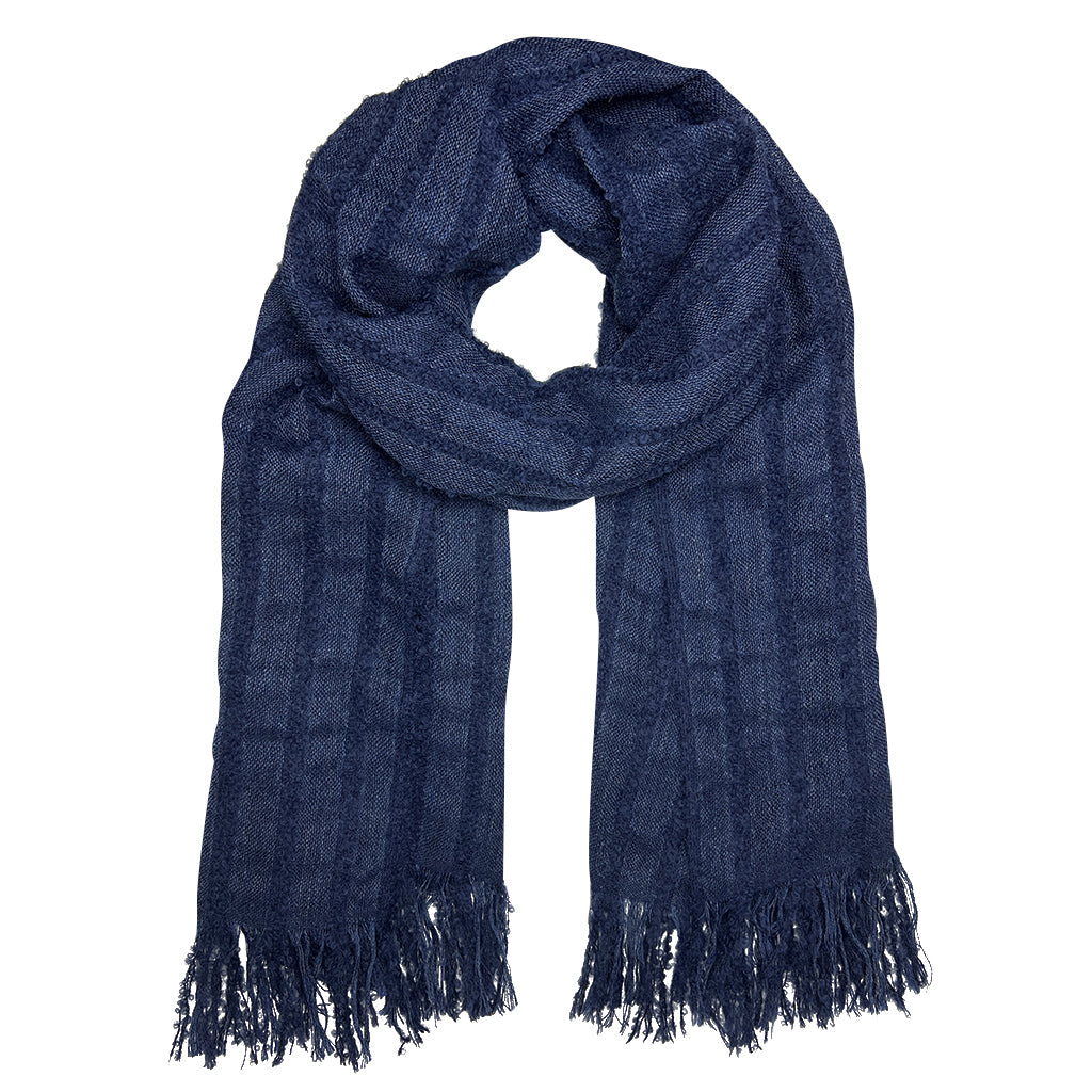 Navy Loop Knit Alpaca Scarf-0