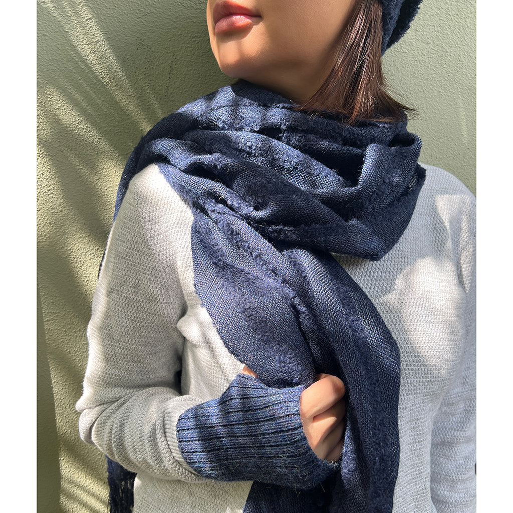 Navy Loop Knit Alpaca Scarf-2