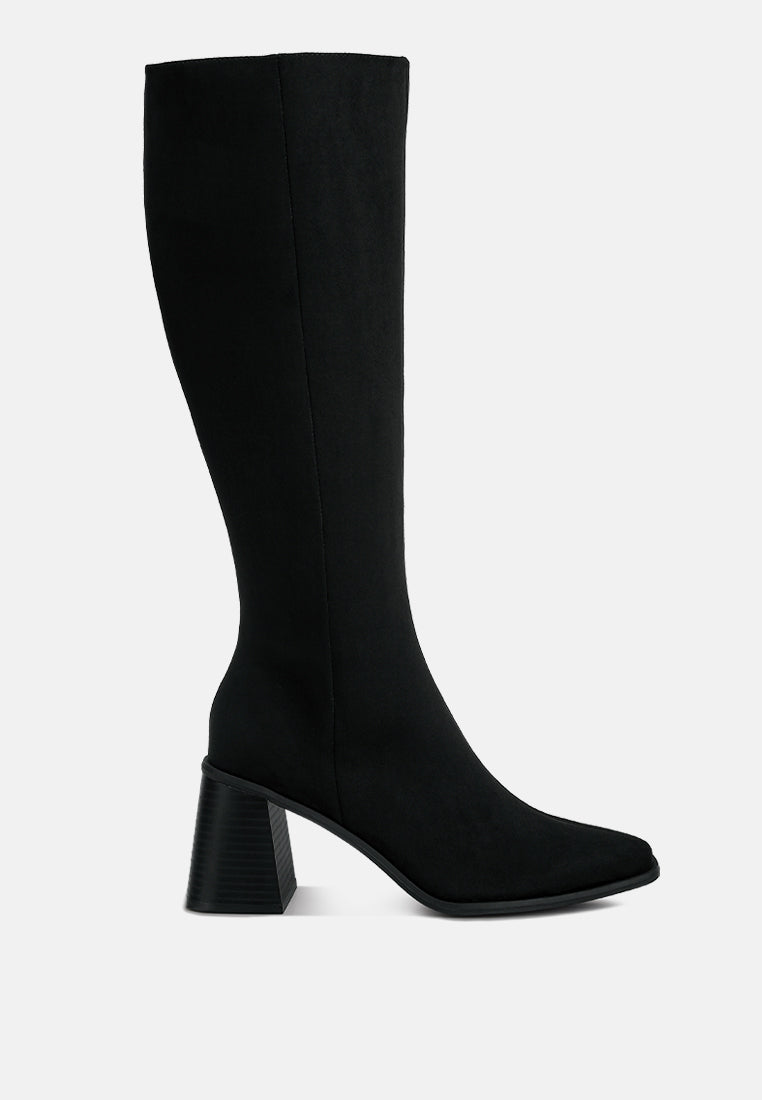 paytin faux leather block heel calf length boots-5