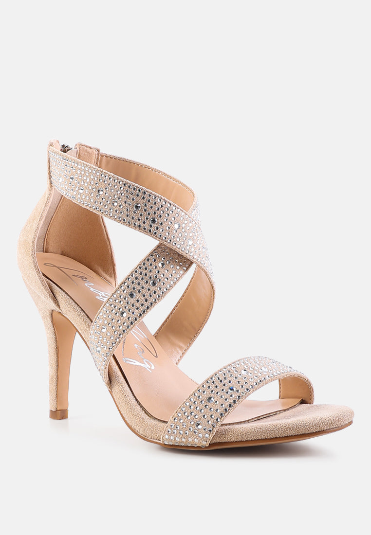 queen bee rhinestone high heeled sandals-1