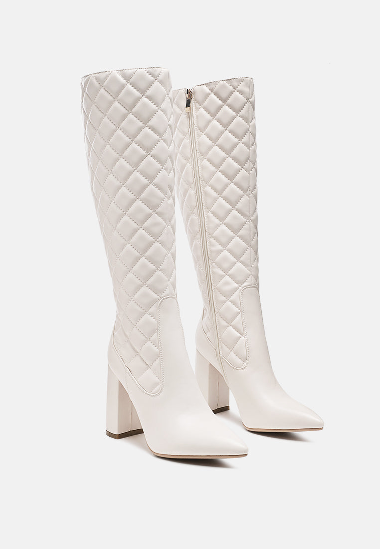 quilt knee high block heeled boots-2