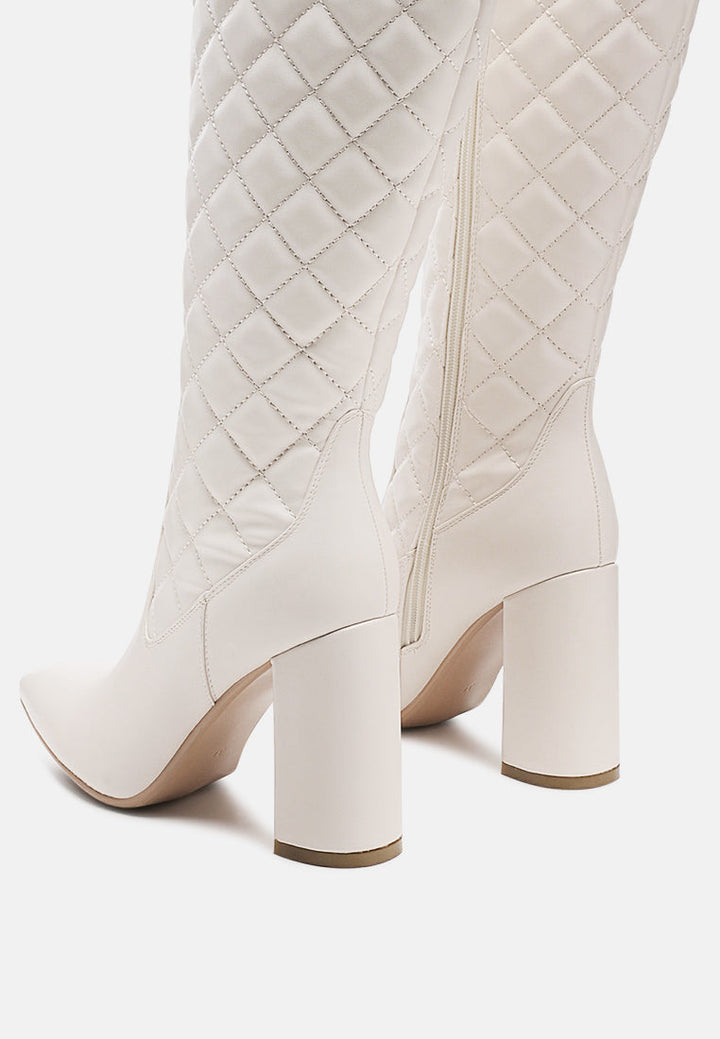 quilt knee high block heeled boots-3