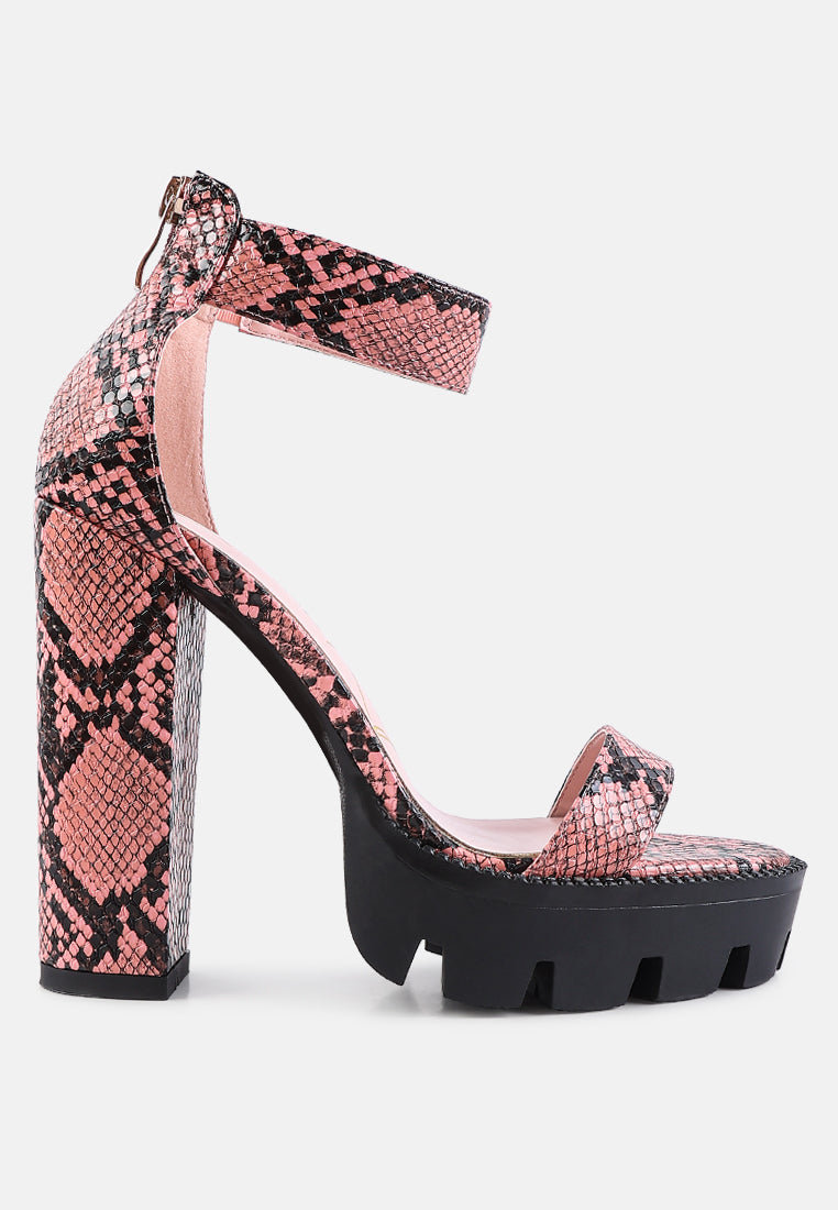 rattle snake print chunky high block heel sandals-6