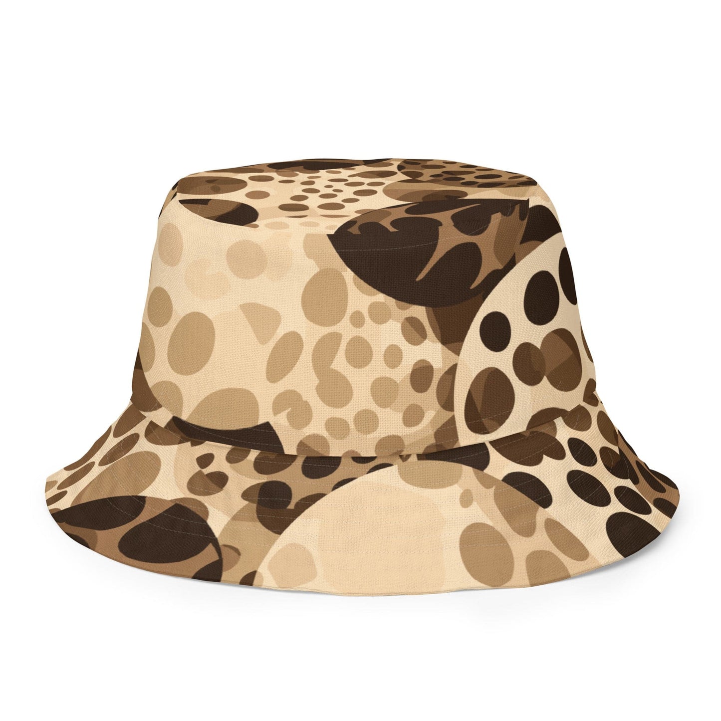 Reversible Bucket Hat, Beige And Brown Leopard Spots Illustration-3