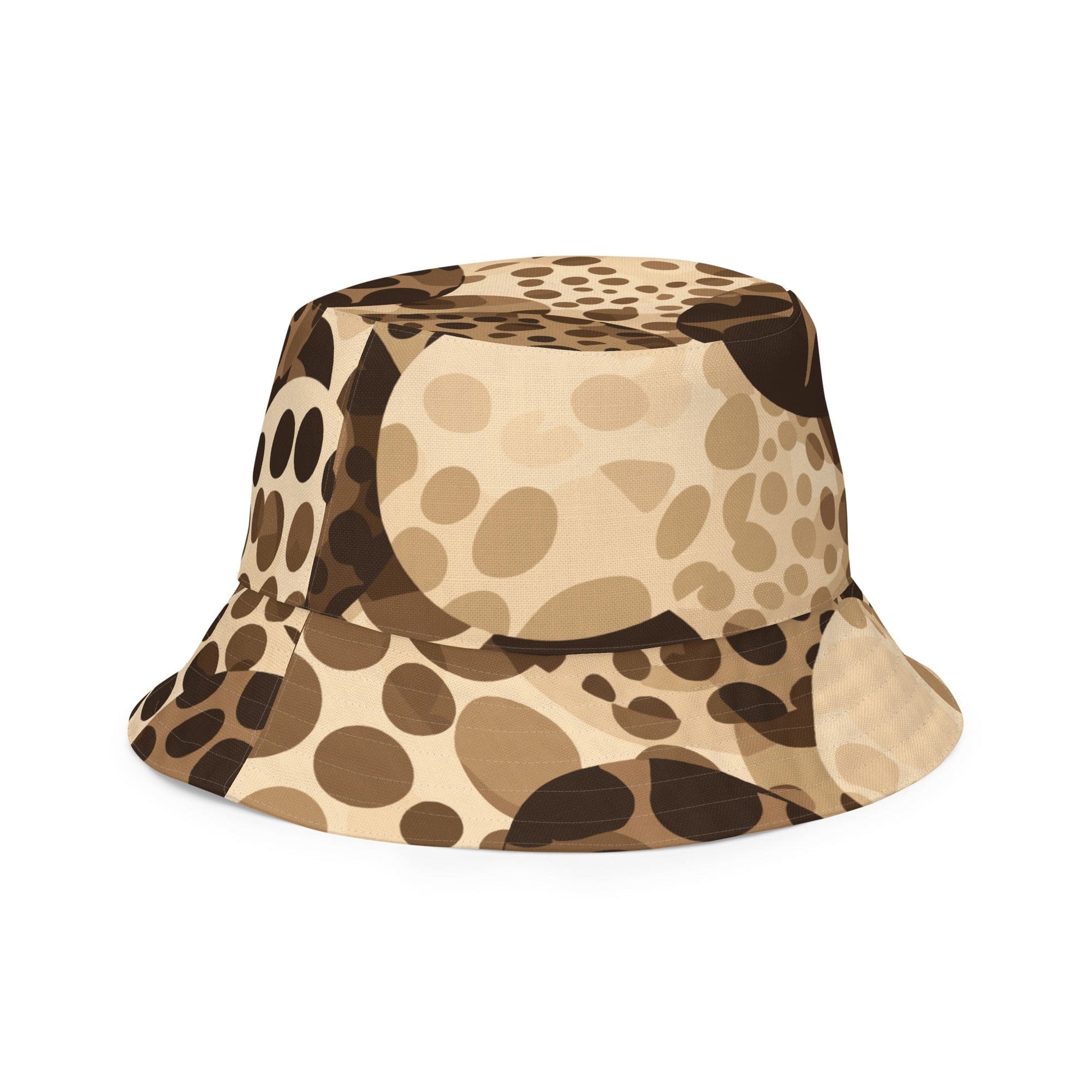 Reversible Bucket Hat, Beige And Brown Leopard Spots Illustration-5