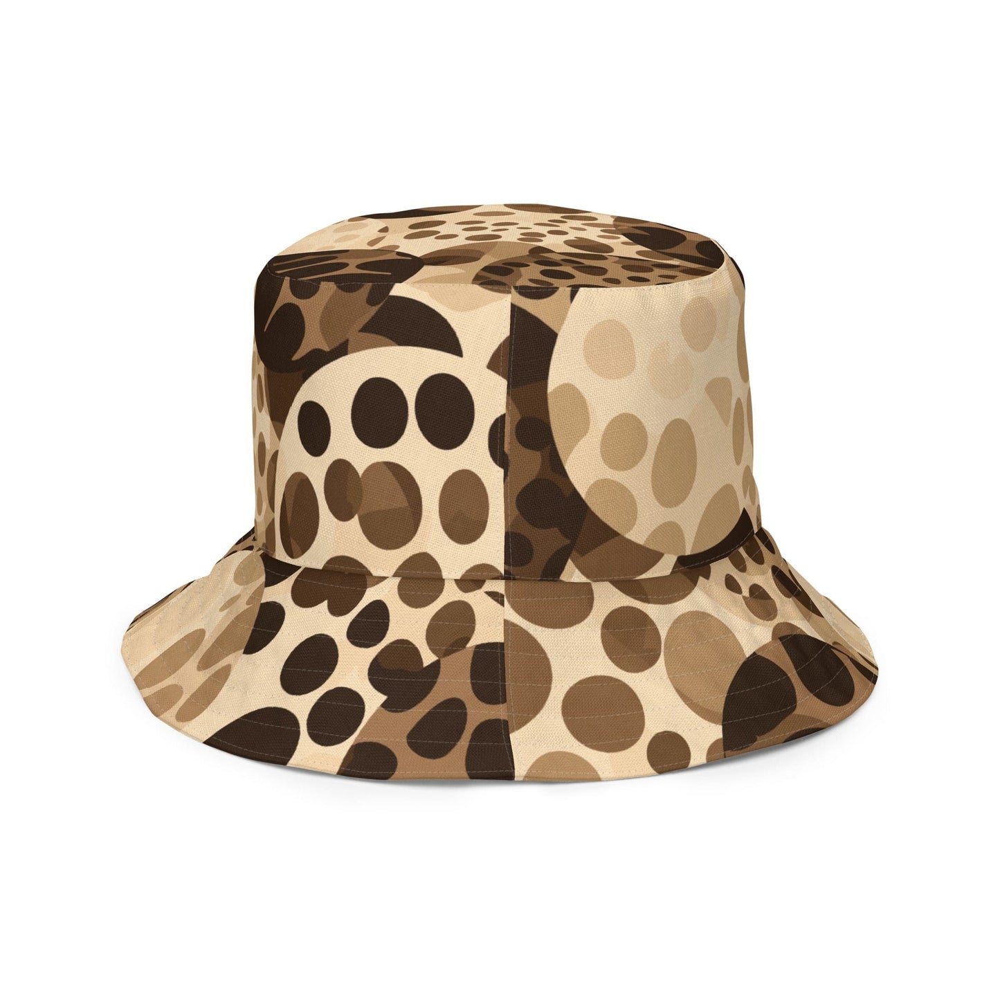 Reversible Bucket Hat, Beige And Brown Leopard Spots Illustration-6