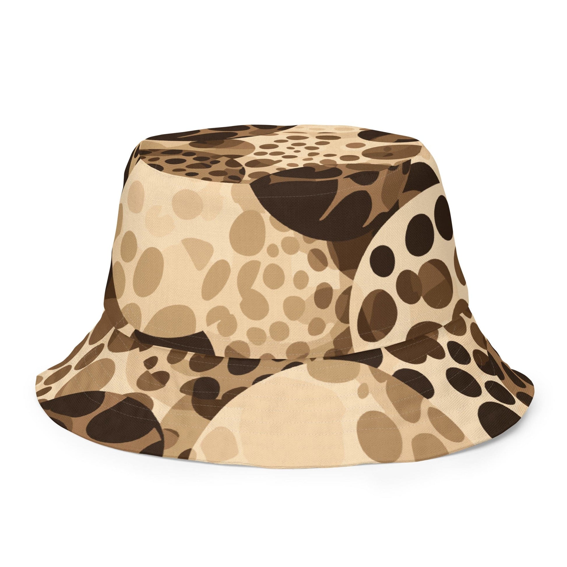 Reversible Bucket Hat, Beige And Brown Leopard Spots Illustration-4