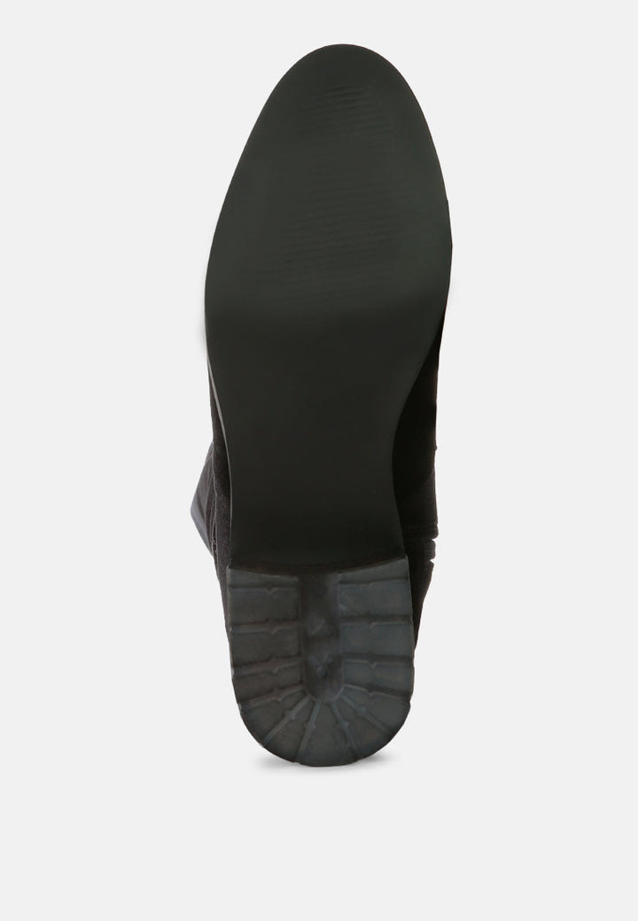 rumple velvet over the knee clear heel boots-9