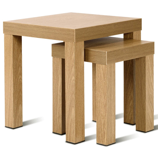 Set of 2 Nesting Living Room Decor Wooden Coffee End Table - Scarvesnthangs