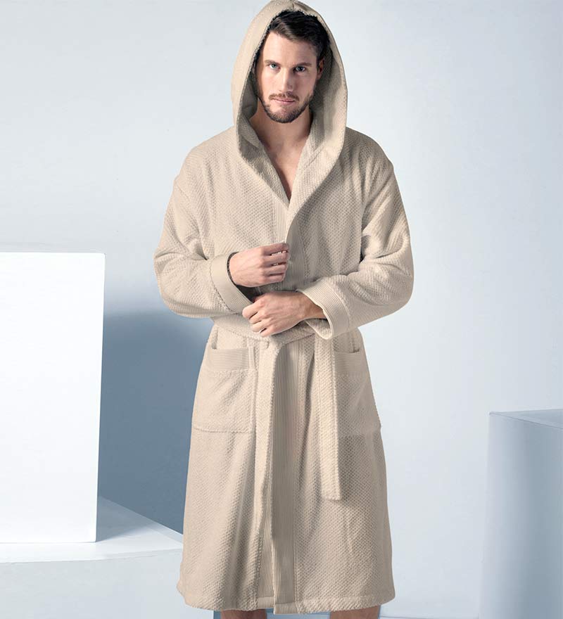 Men's Luxury Turkish Cotton Terry Cloth Robe with Hood-0