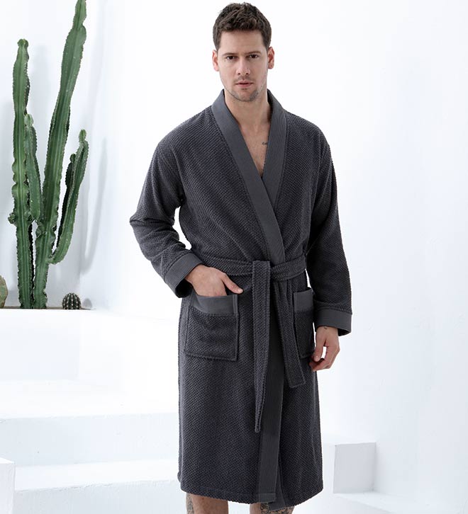 Men's Turkish Cotton Terry Cloth Kimono Robe-10