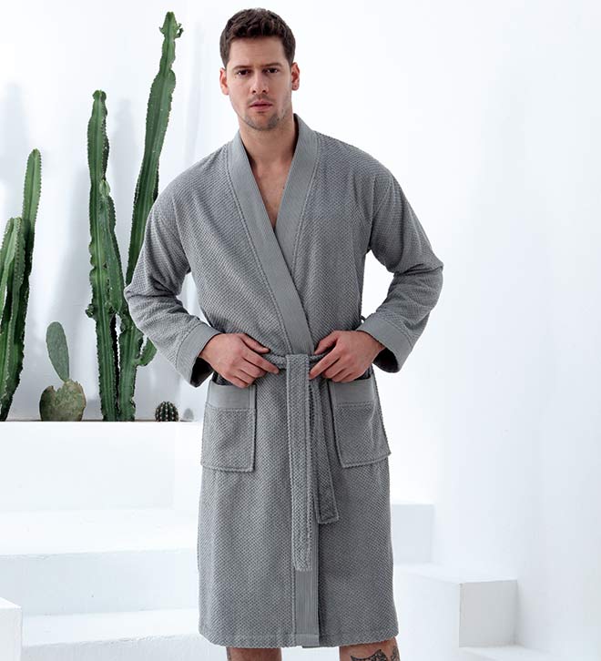 Men's Turkish Cotton Terry Cloth Kimono Robe-15