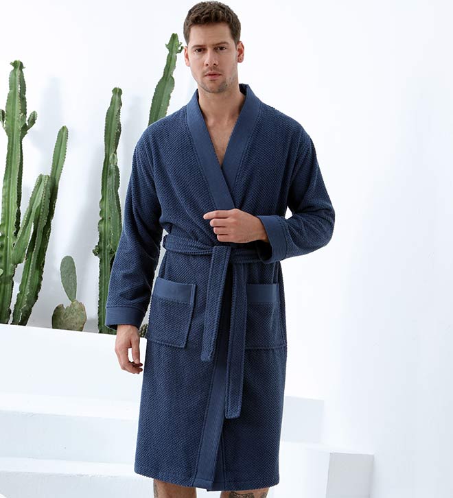 Men's Turkish Cotton Terry Cloth Kimono Robe-20
