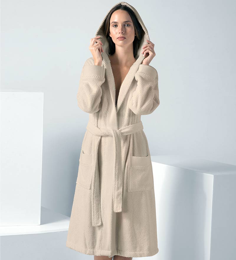 Women's Hooded Turkish Cotton Terry Cloth Robe-0