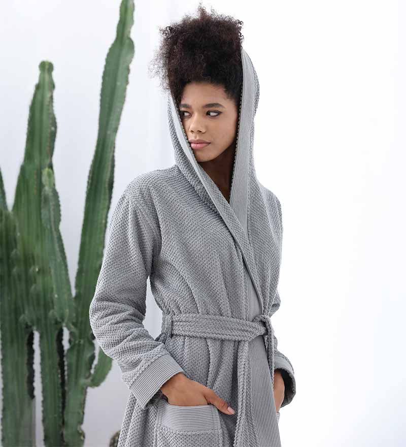 Women's Hooded Turkish Cotton Terry Cloth Robe-47