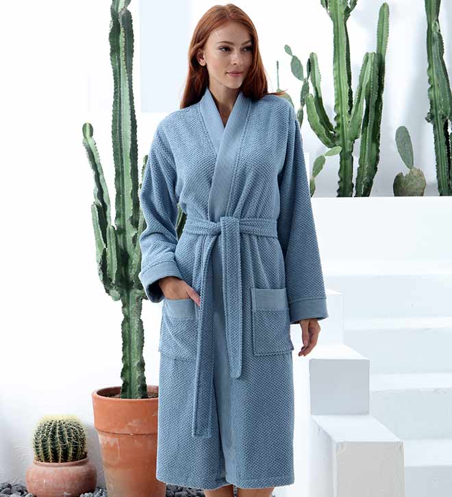 Women's Turkish Cotton Terry Cloth Kimono Robe-5