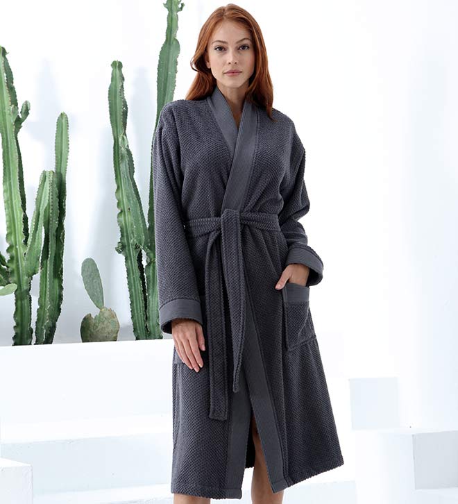 Women's Turkish Cotton Terry Cloth Kimono Robe-10