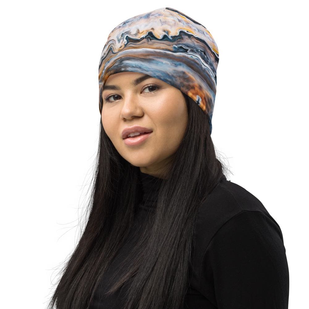 Beanie Hat - Blue Swirl Style Slouchy Beanie Men/women-3