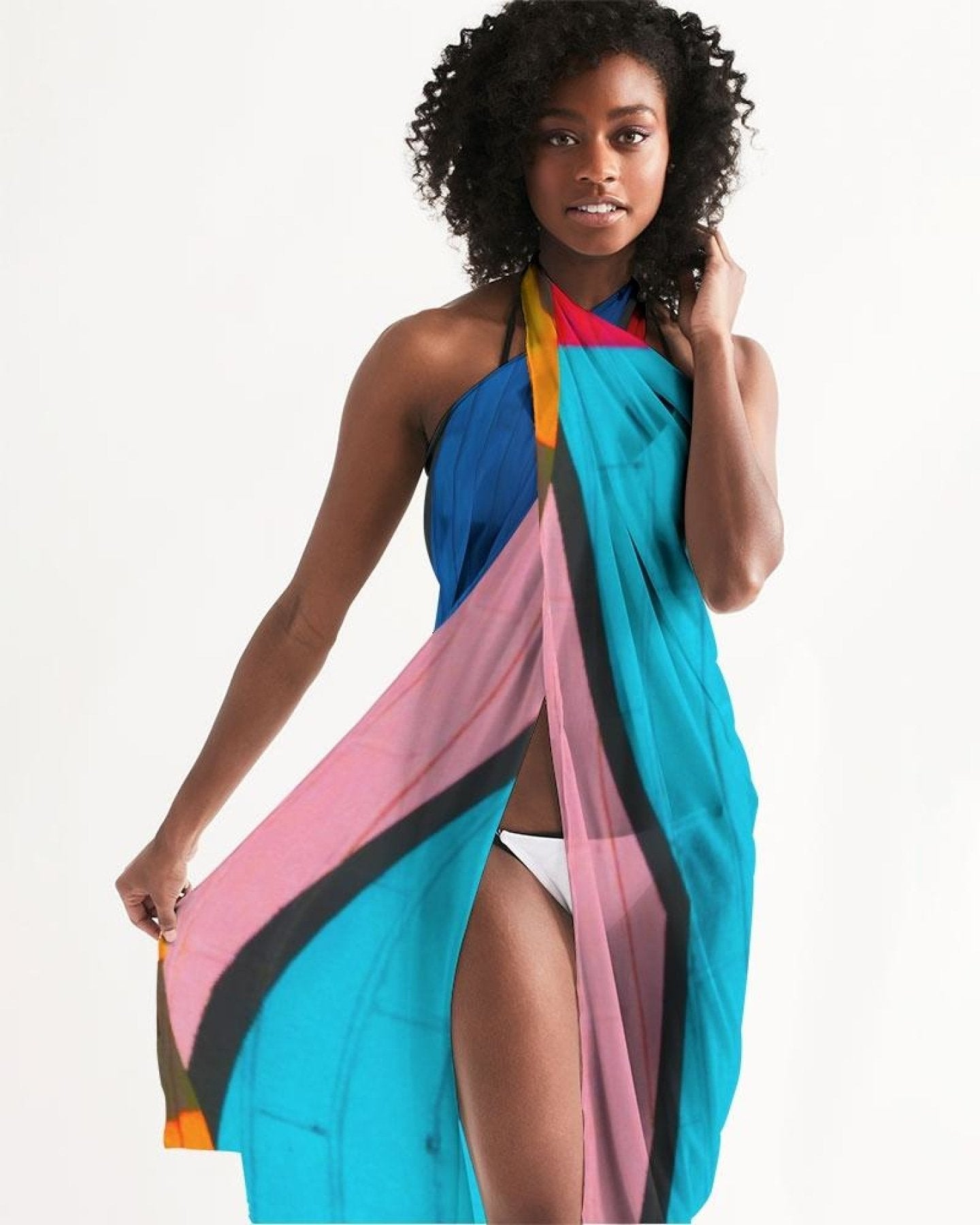 Sheer Colorblock Multicolor Swimsuit Cover Up - Scarvesnthangs