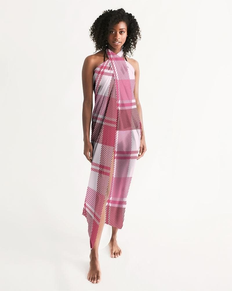 Sheer Plaid Pink Swimsuit Cover Up - Scarvesnthangs