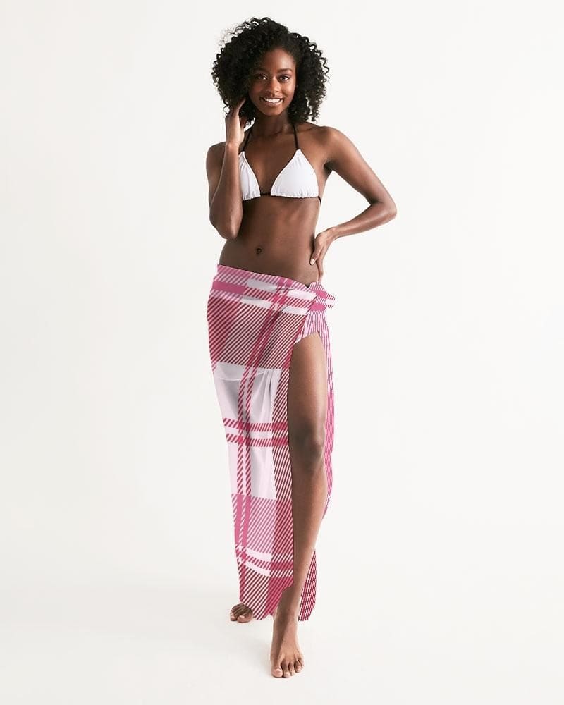 Sheer Plaid Pink Swimsuit Cover Up - Scarvesnthangs