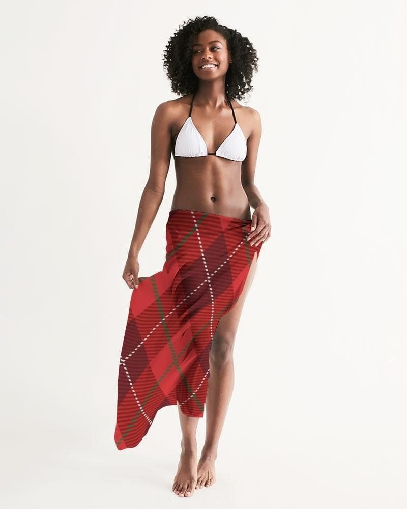 Sheer Plaid Red Swimsuit Cover Up - Scarvesnthangs