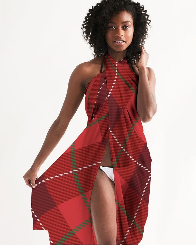 Sheer Plaid Red Swimsuit Cover Up - Scarvesnthangs