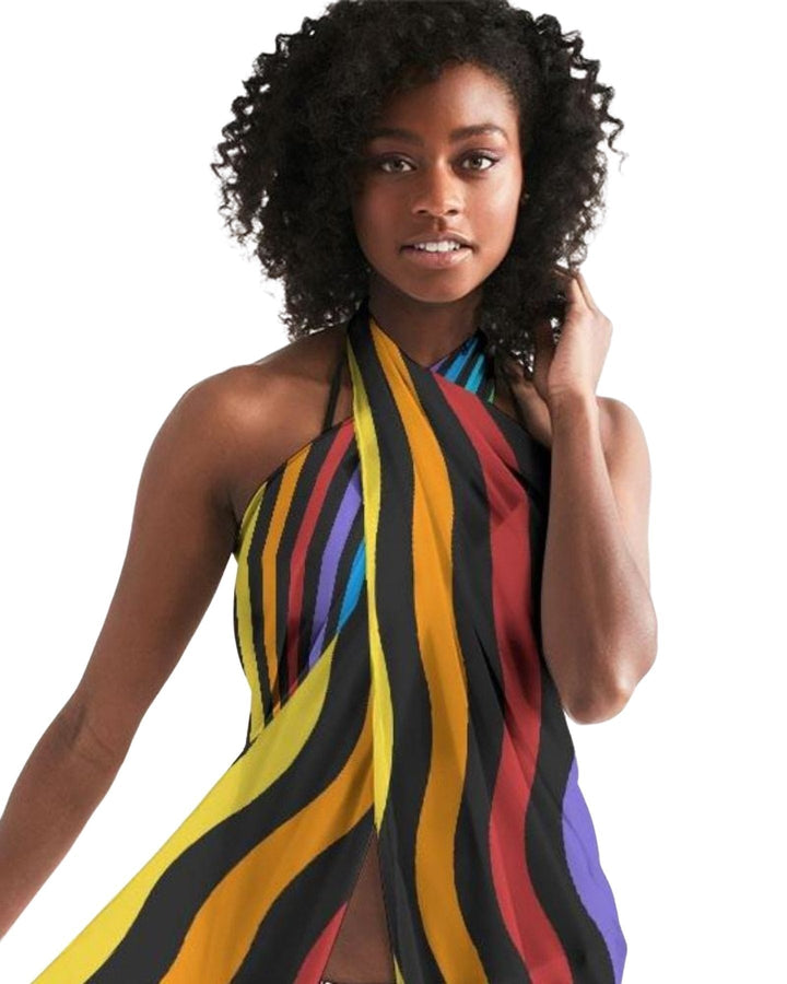 Sheer Rainbow Striped Swimsuit Cover Up - Scarvesnthangs