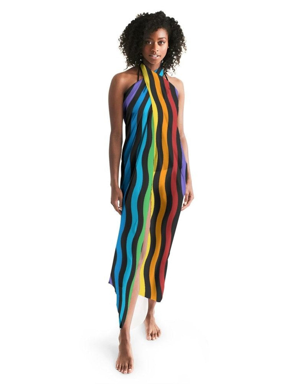 Sheer Rainbow Striped Swimsuit Cover Up - Scarvesnthangs