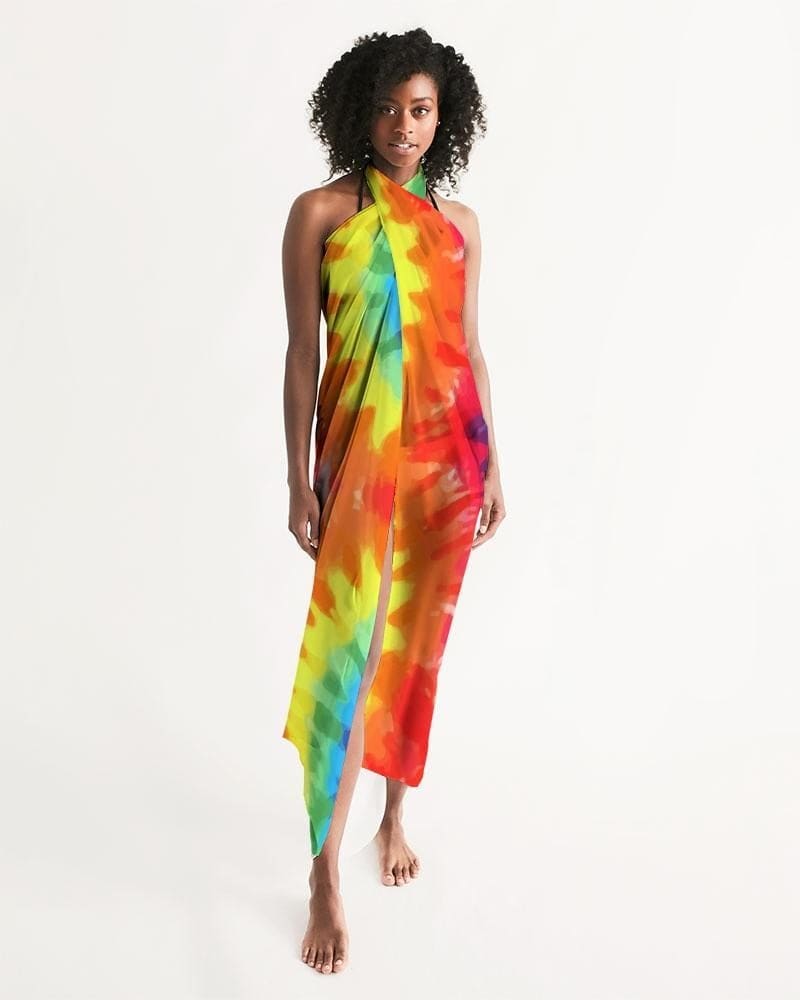 Sheer Rainbow Tie Dye Swimsuit Cover Up - Scarvesnthangs