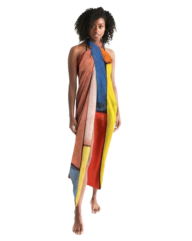 Sheer Sarong Swimsuit Cover Up Wrap / Block Multicolor - Scarvesnthangs