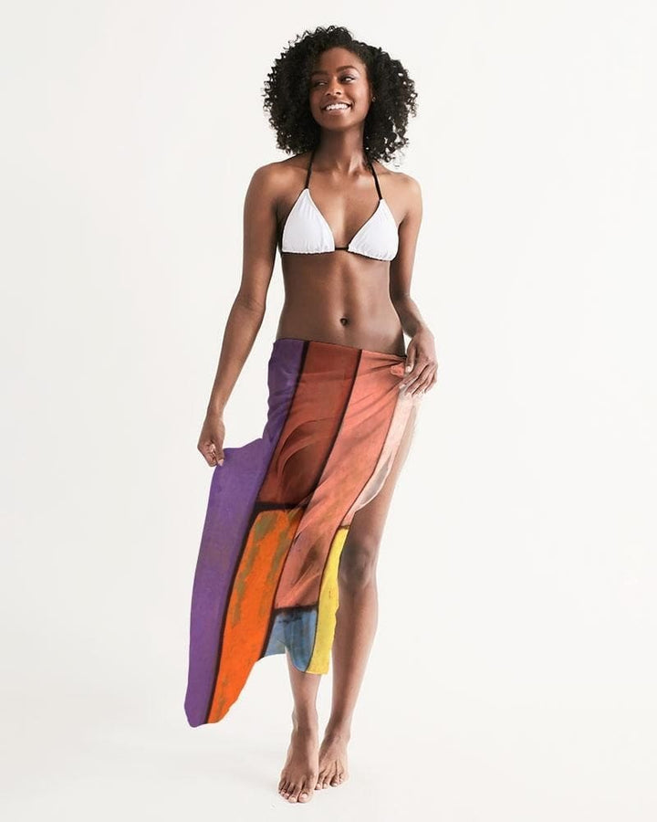 Sheer Sarong Swimsuit Cover Up Wrap / Block Multicolor - Scarvesnthangs