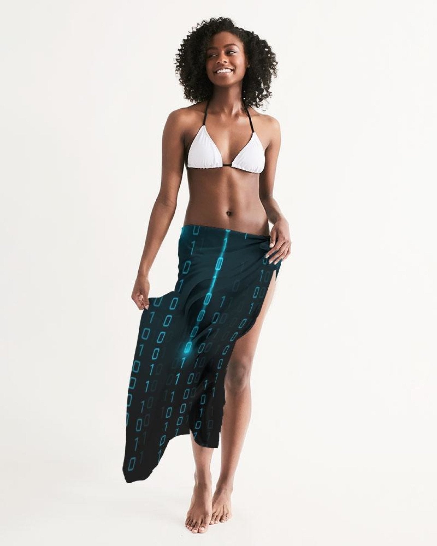 Sheer Sarong Swimsuit Cover Up Wrap / Blue Code - Scarvesnthangs