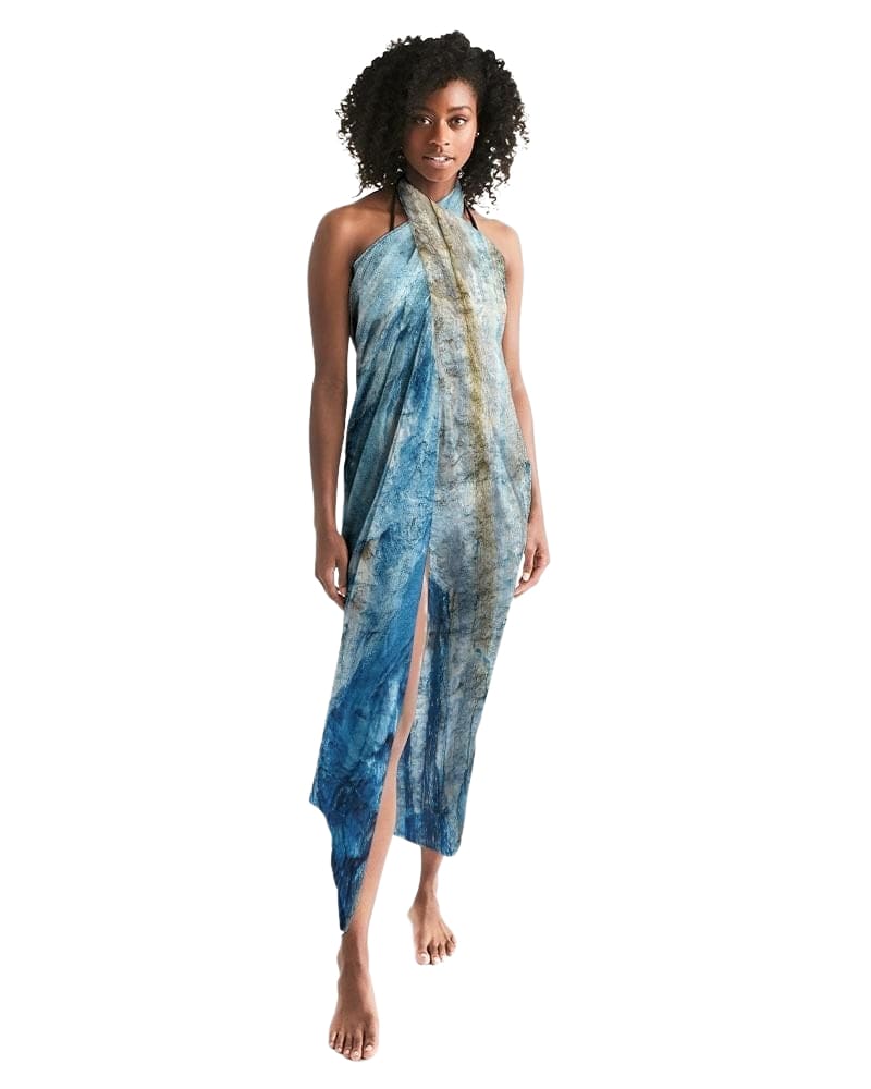 Sheer Sarong Swimsuit Cover Up Wrap / Blue Mountain - Scarvesnthangs