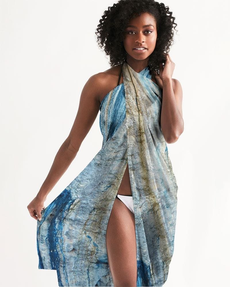 Sheer Sarong Swimsuit Cover Up Wrap / Blue Mountain - Scarvesnthangs