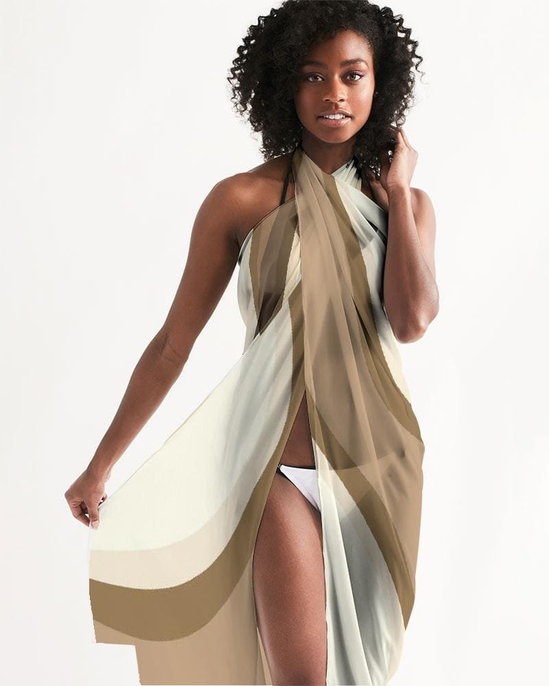 Sheer Sarong Swimsuit Cover Up Wrap / Brown Swirl - Scarvesnthangs