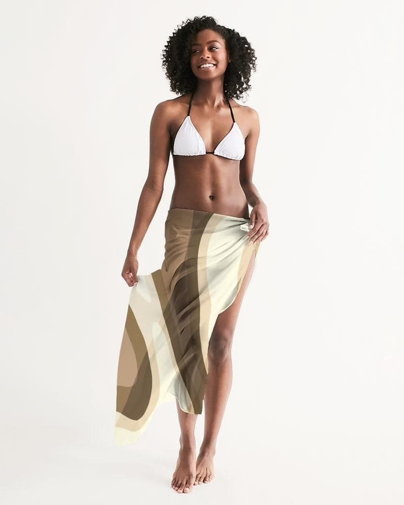 Sheer Sarong Swimsuit Cover Up Wrap / Brown Swirl - Scarvesnthangs